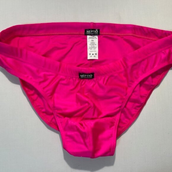 NEPITO "Playa" Low Rise Bikini Swim Brief - Neon Pink/Black - Pouch - Picture 5 of 13